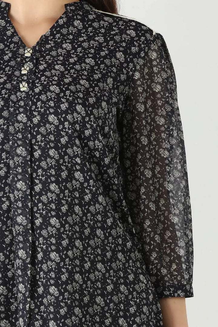 Charcoal Grey Chiffon Top