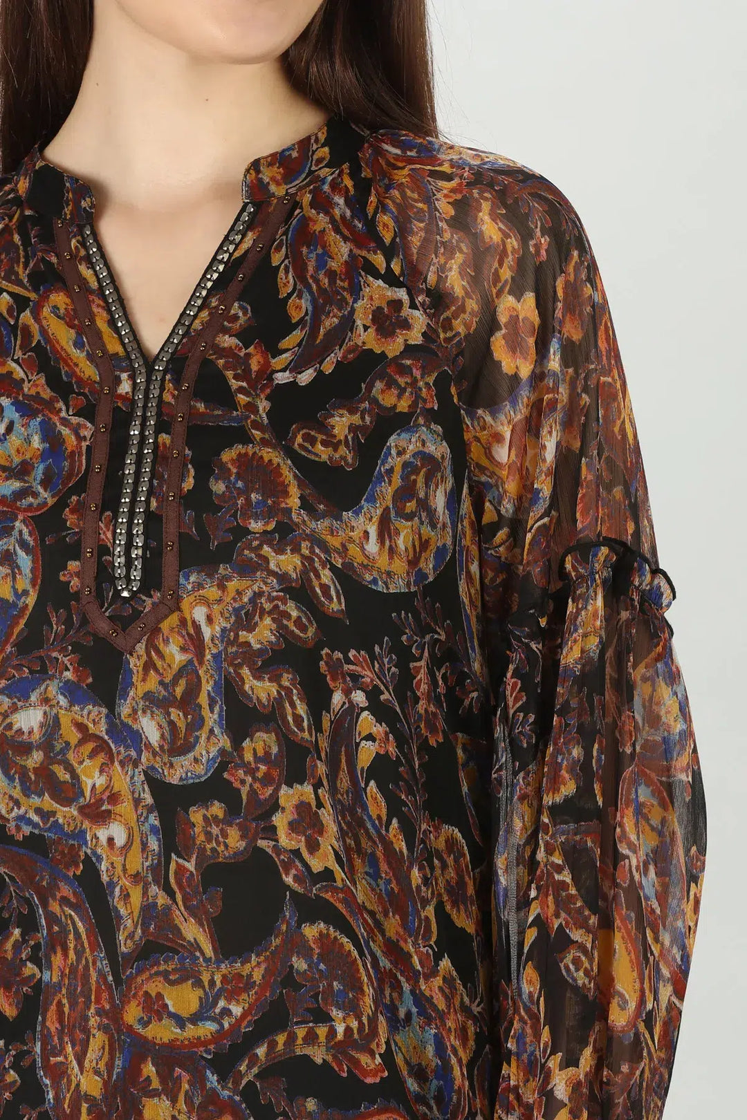 Brown Floral Printed Top