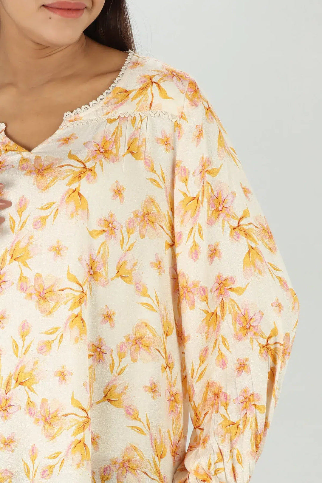 Yellow Floral Print Top