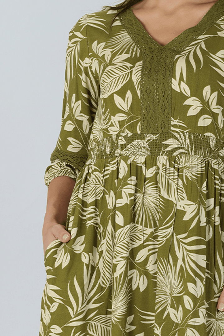 Laurel Green V-Neck Dress