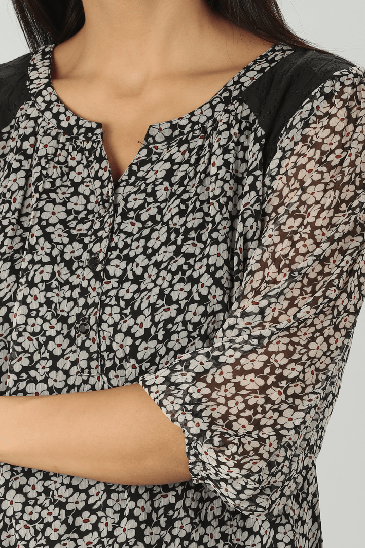 Grey Round Neck Top