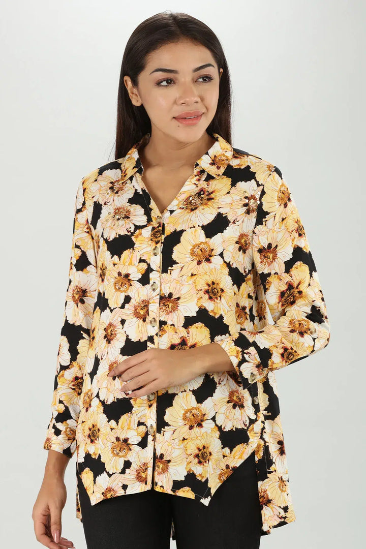 Yellow Floral Printed Shirt