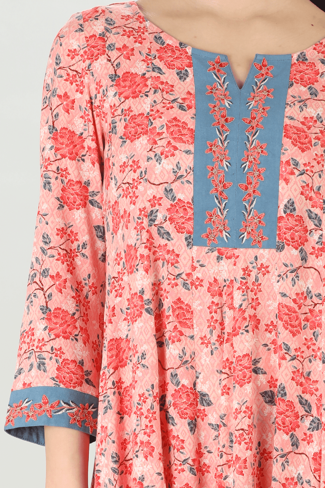 Pink Embroidered Kurti