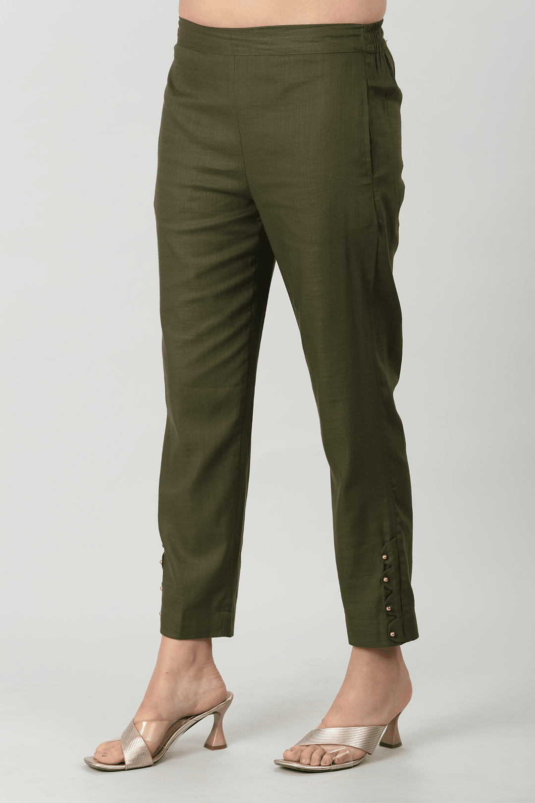 Charcoal Olive Slub Palazzo
