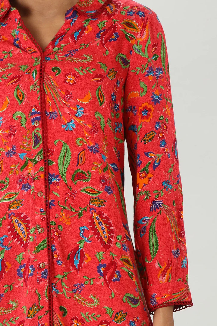 Ruby Red Printed Shirt