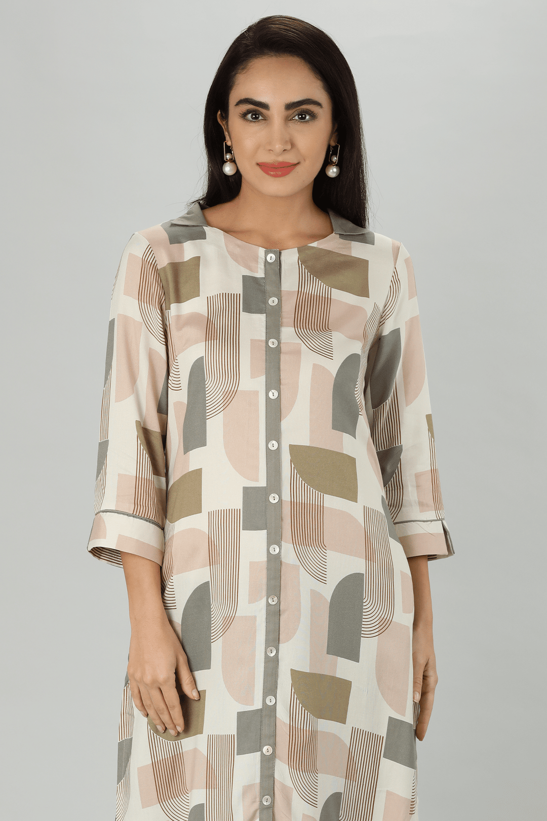 Beige Chevron Kurti