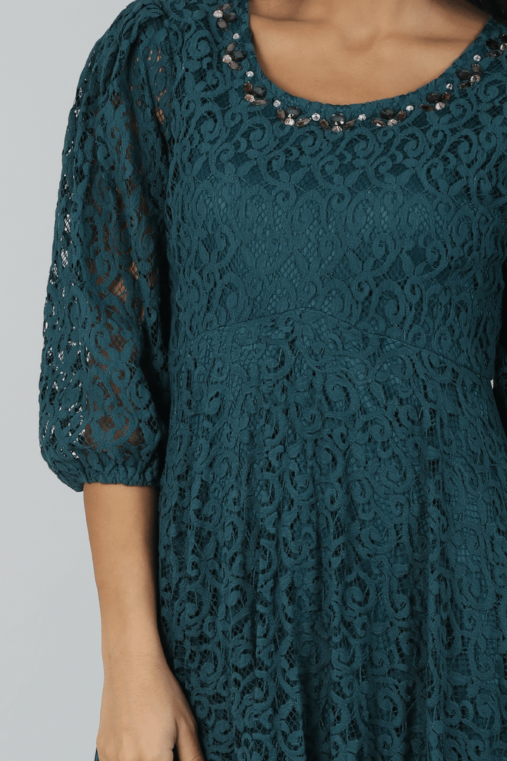 Blue Net Laced Dress