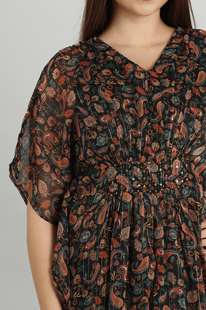 Brown Printed Kaftan