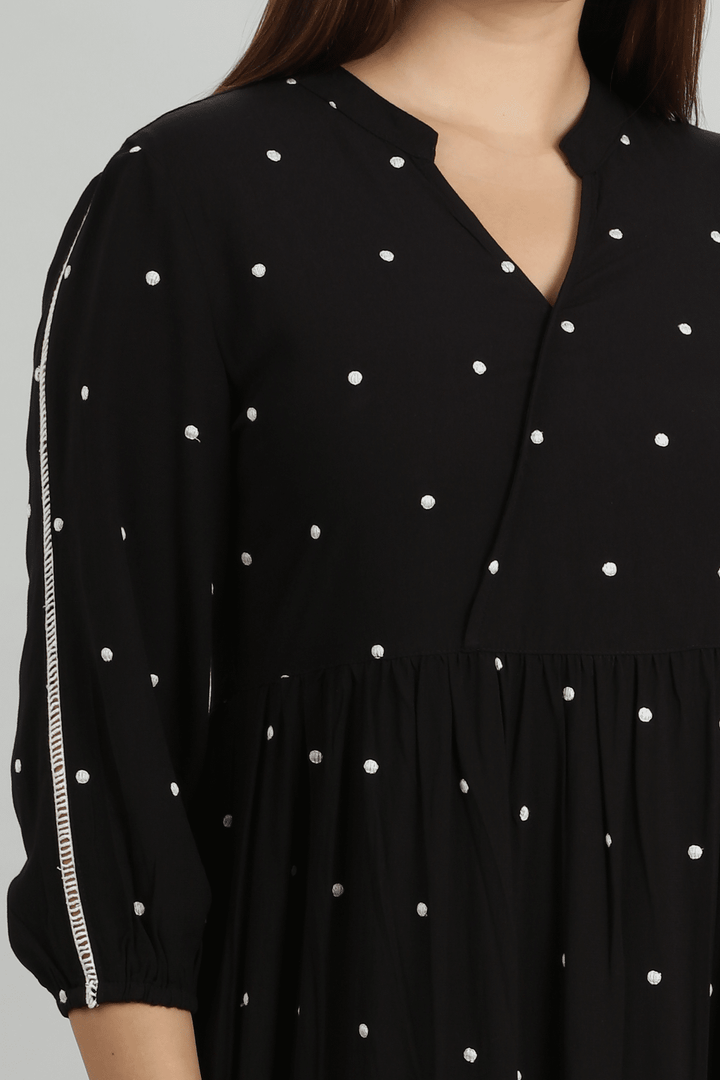 Black Polka Dot Rayon Dress