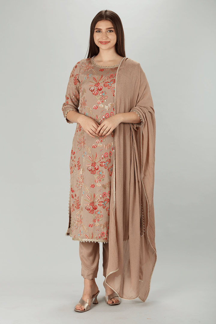 Beige Chinnon Dupatta