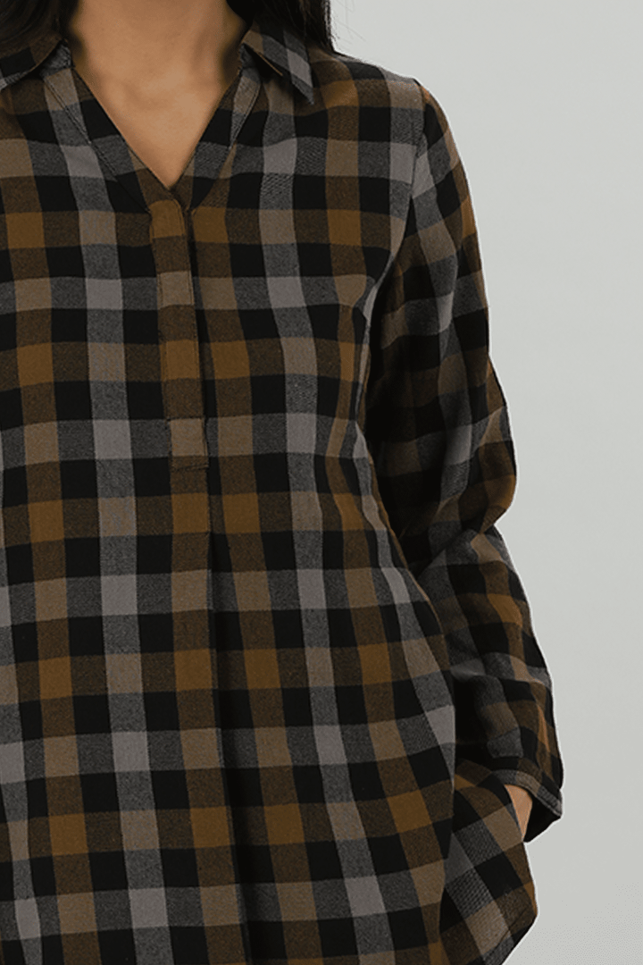 Brown Checkered Woolen Shirt