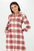 Cream Winter Checkered Kurti