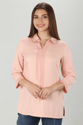 Peach Collared Twill Top