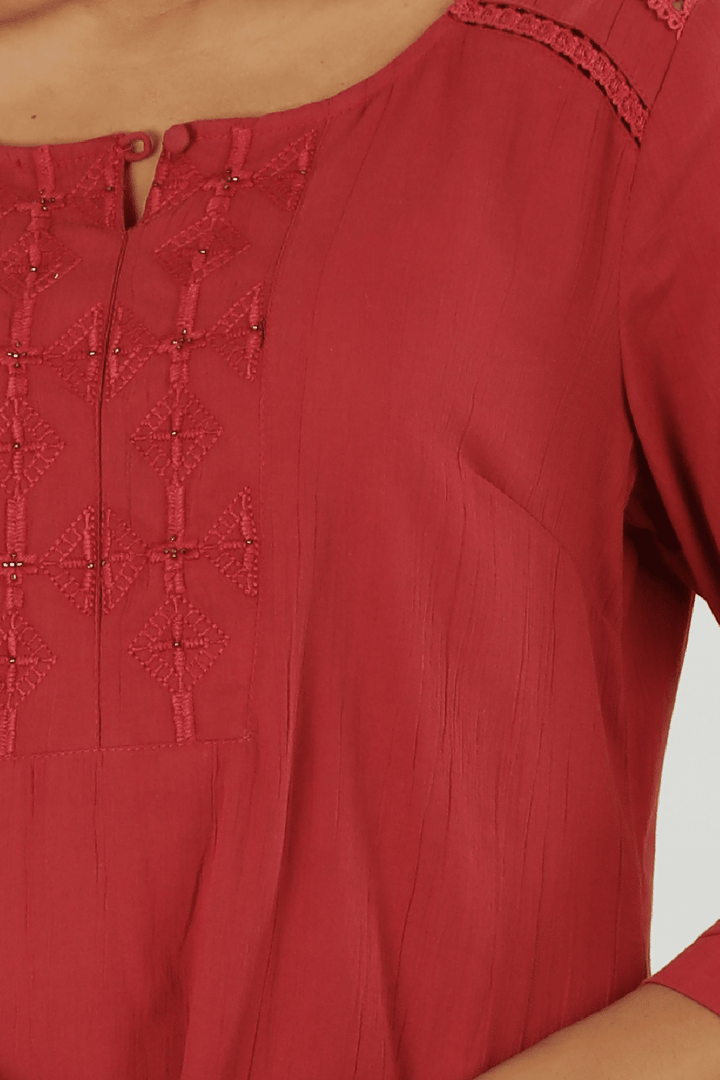 Maroon Crepe Kurti