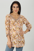 Peach Floral Embroidered Top