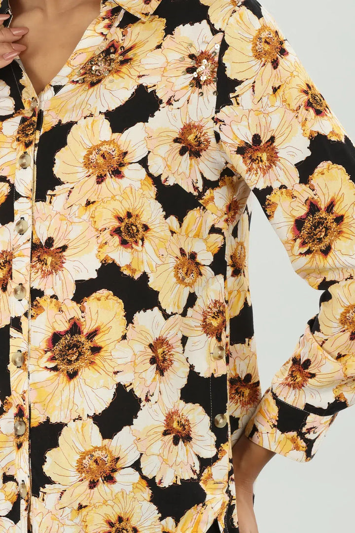 Yellow Floral Printed Shirt