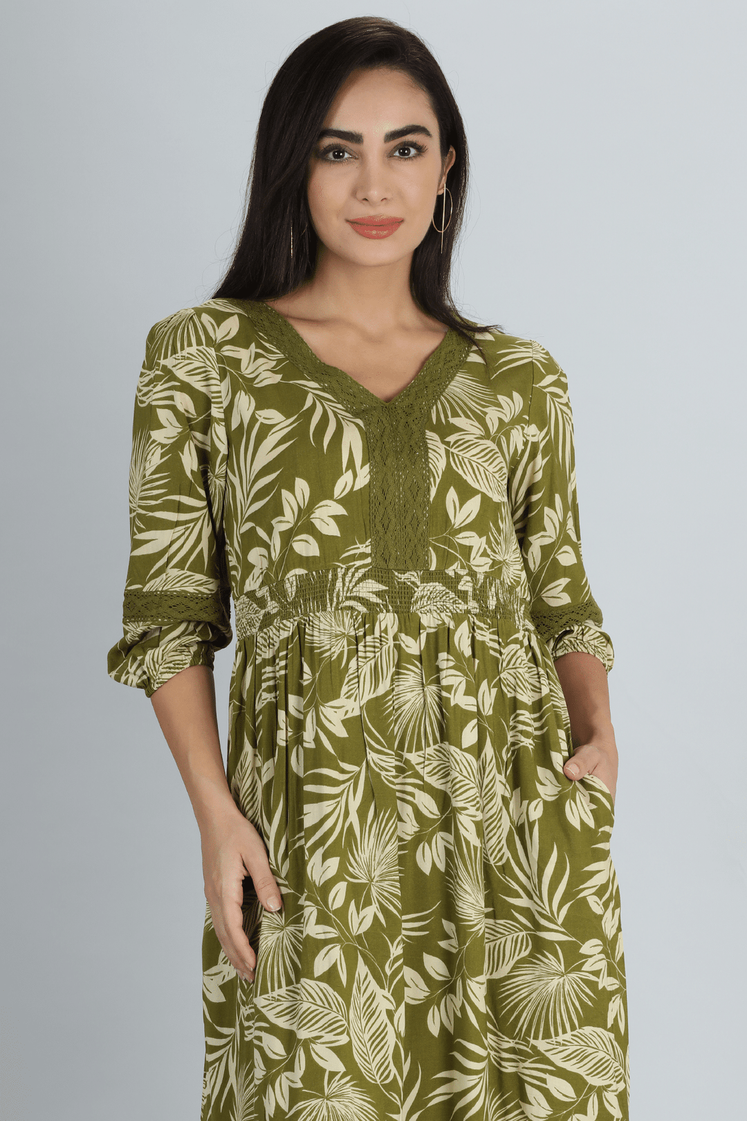 Laurel Green V-Neck Dress