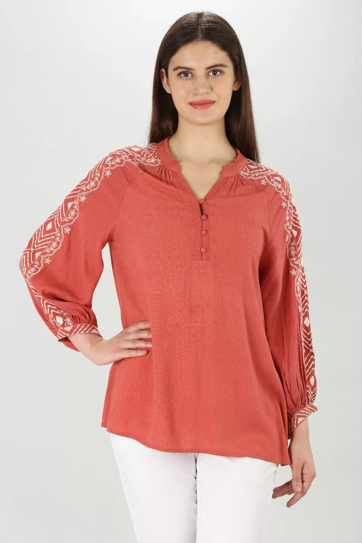 Rayon Mandarin Top