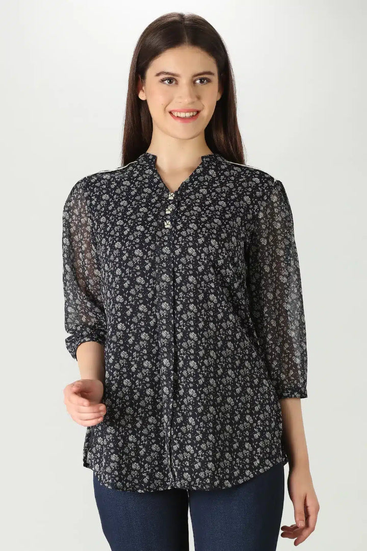 Charcoal Grey Chiffon Top