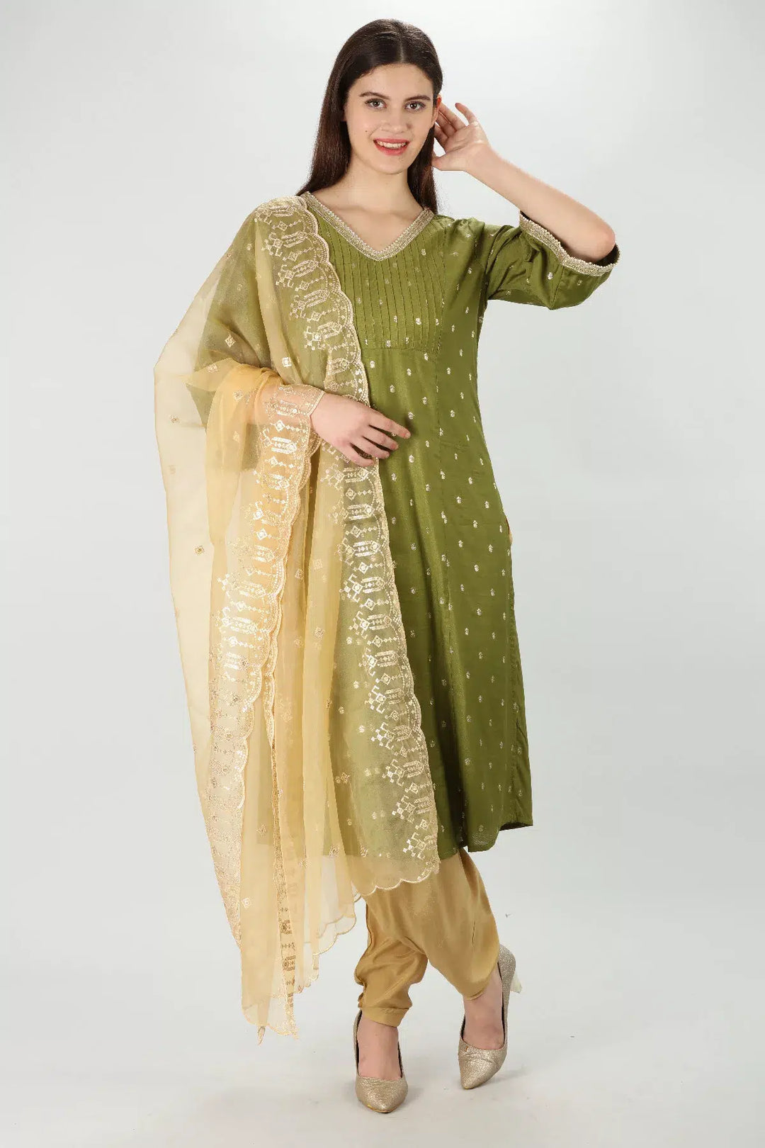 Whimsical Organza Beige Dupatta
