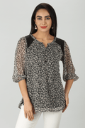 Grey Round Neck Top