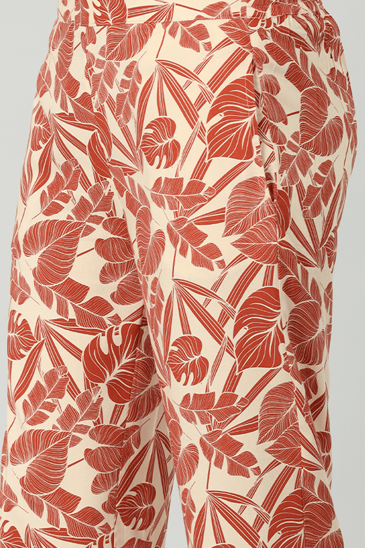 Orange Print Rayon Co-Ord Pant