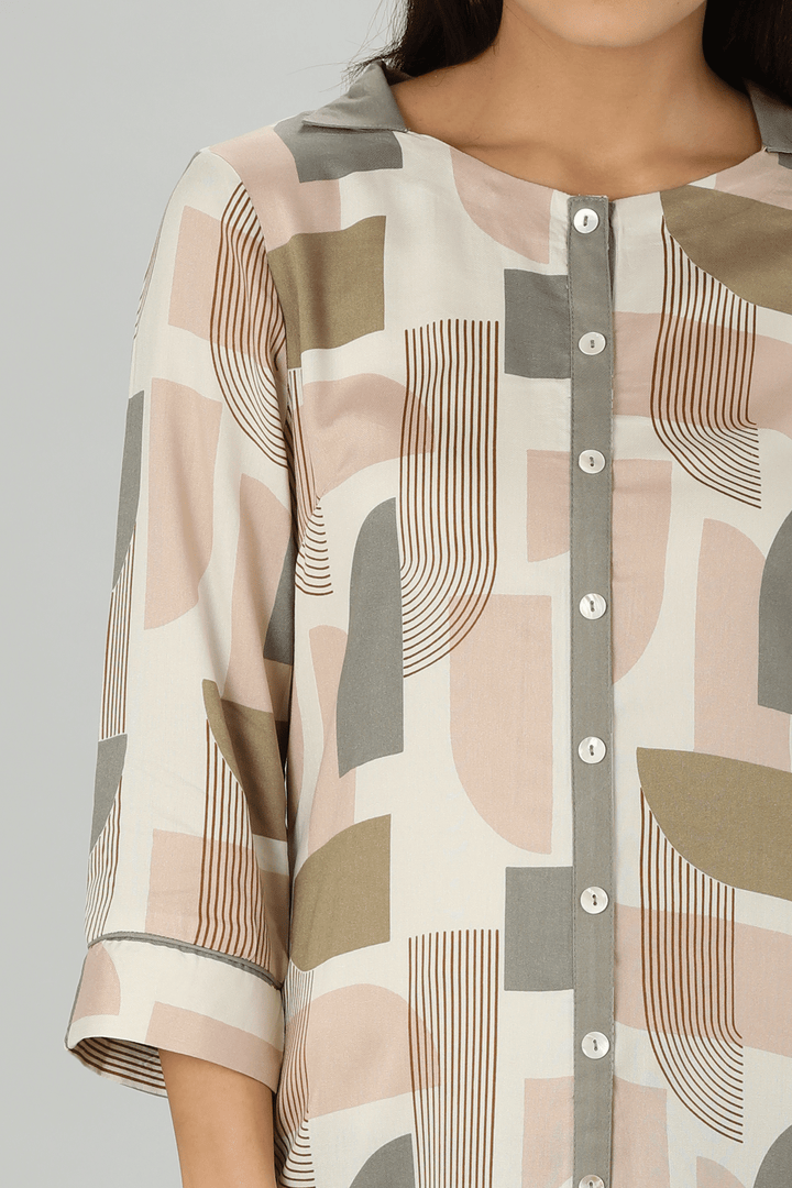 Beige Chevron Kurti