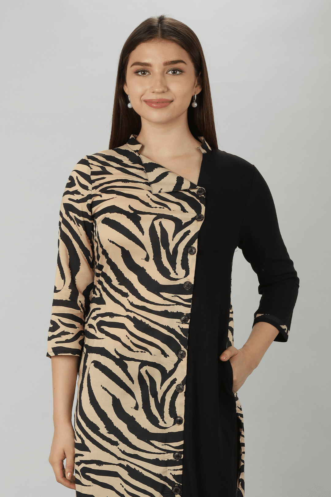 Beige Blended Kurti