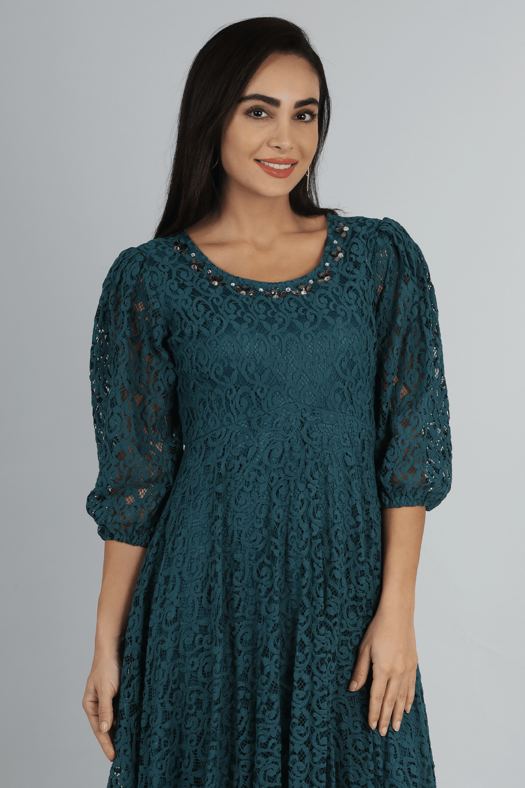 Blue Net Laced Dress