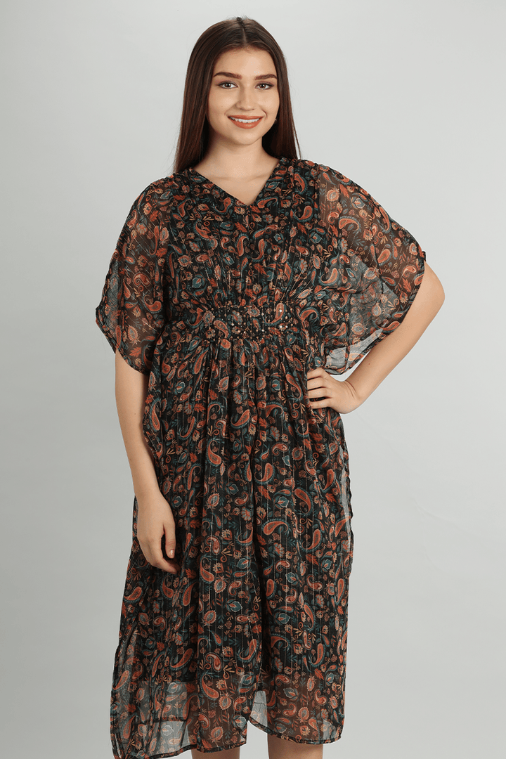 Brown Printed Kaftan