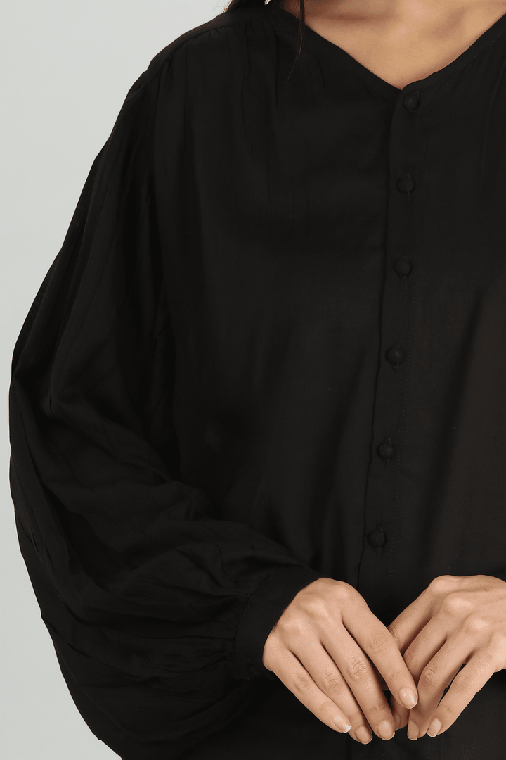 Black Flared Modal Top