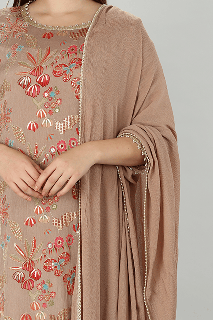Beige Chinnon Dupatta