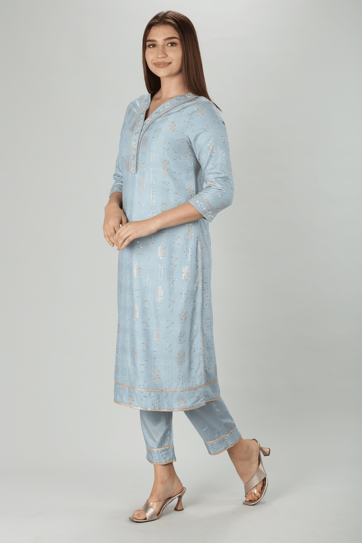 Radiant Blue Embellished Kurti