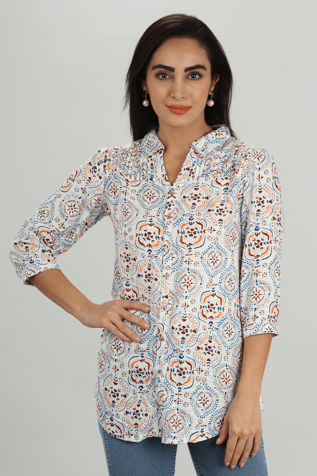 Blue Pintuck Shirt