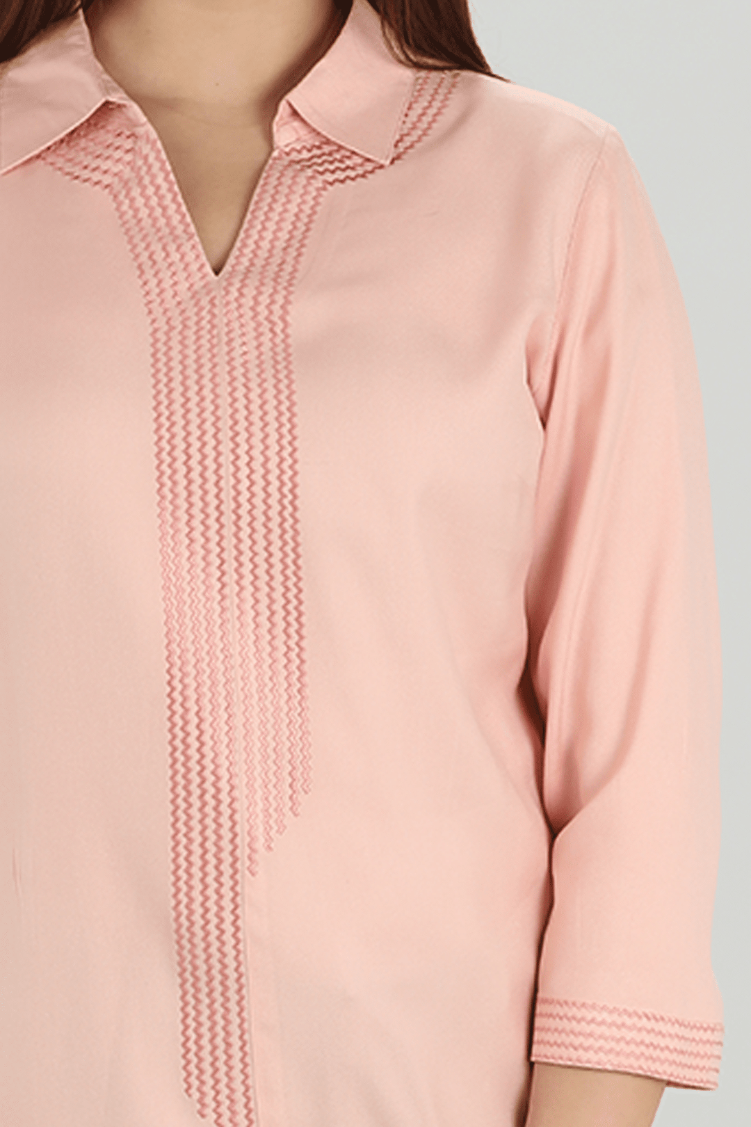 Peach Collared Twill Top