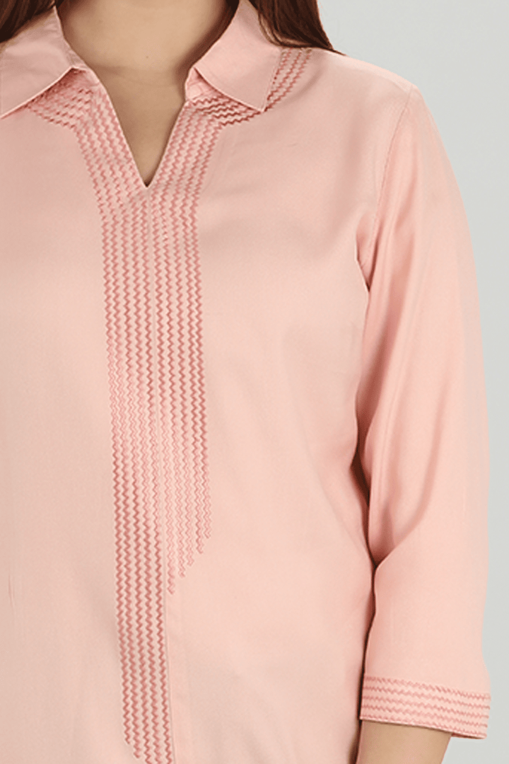 Peach Collared Twill Top