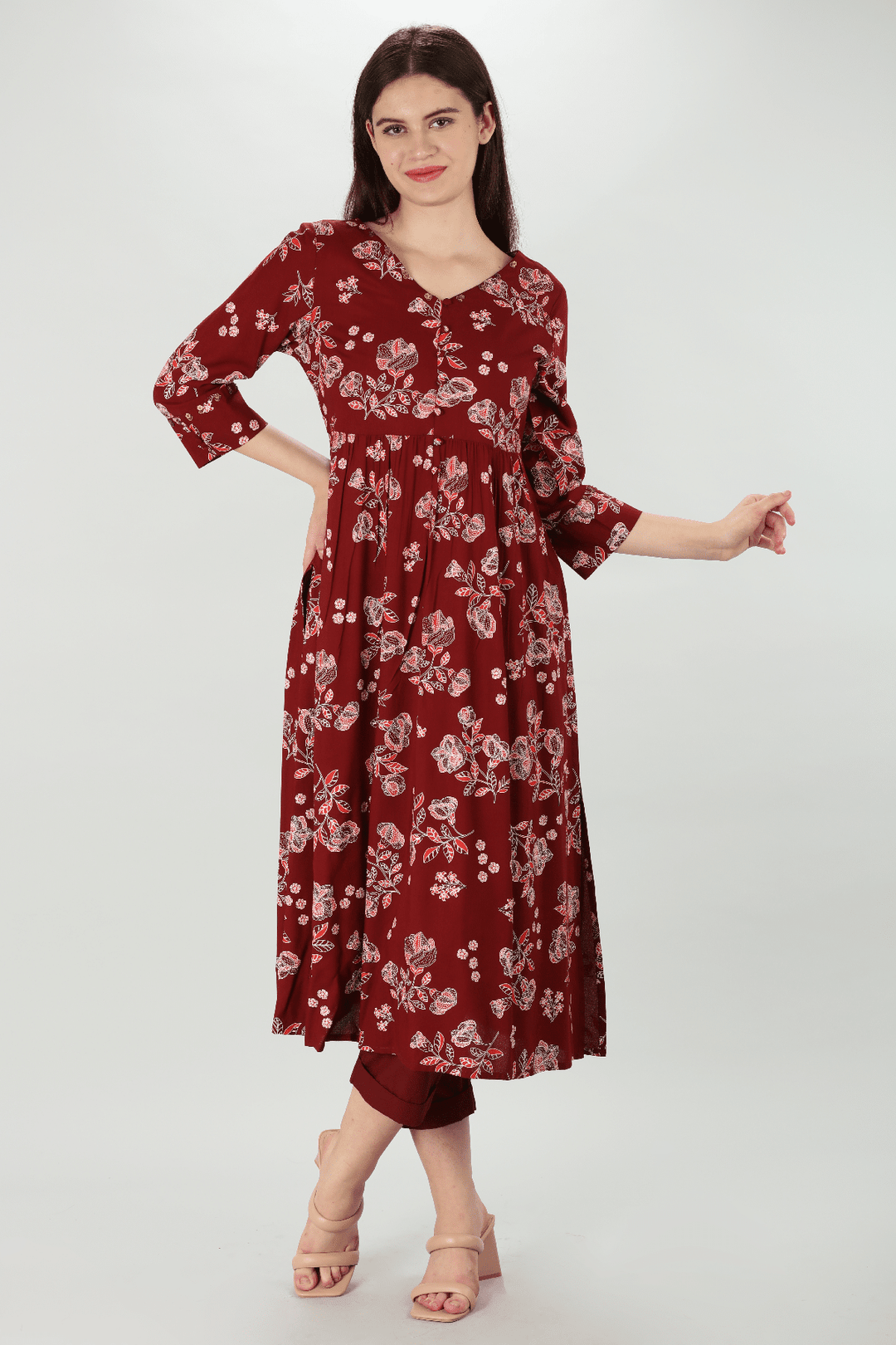 Rayon V-Neck Kurti