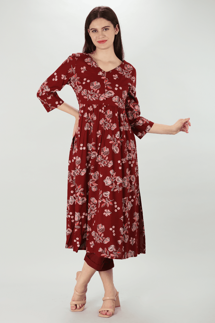 Rayon V-Neck Kurti
