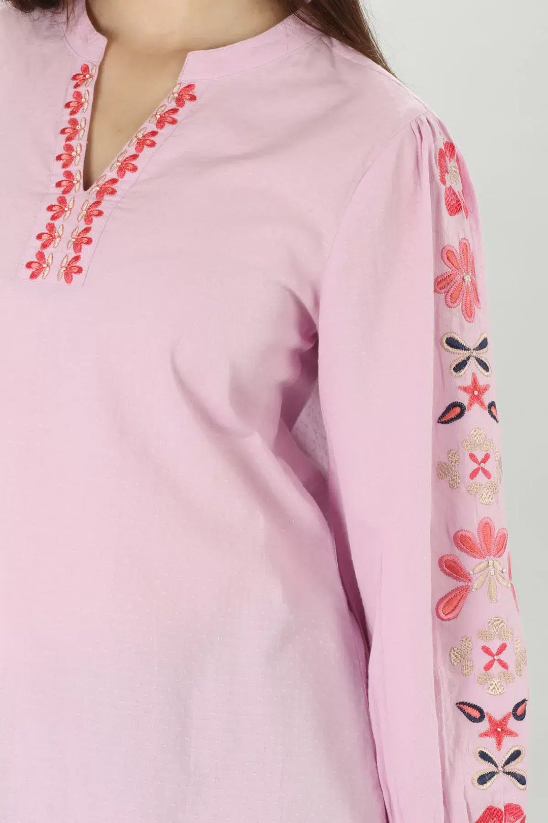 Lilac Embroidered Top