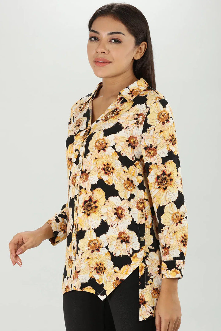 Yellow Floral Printed Shirt