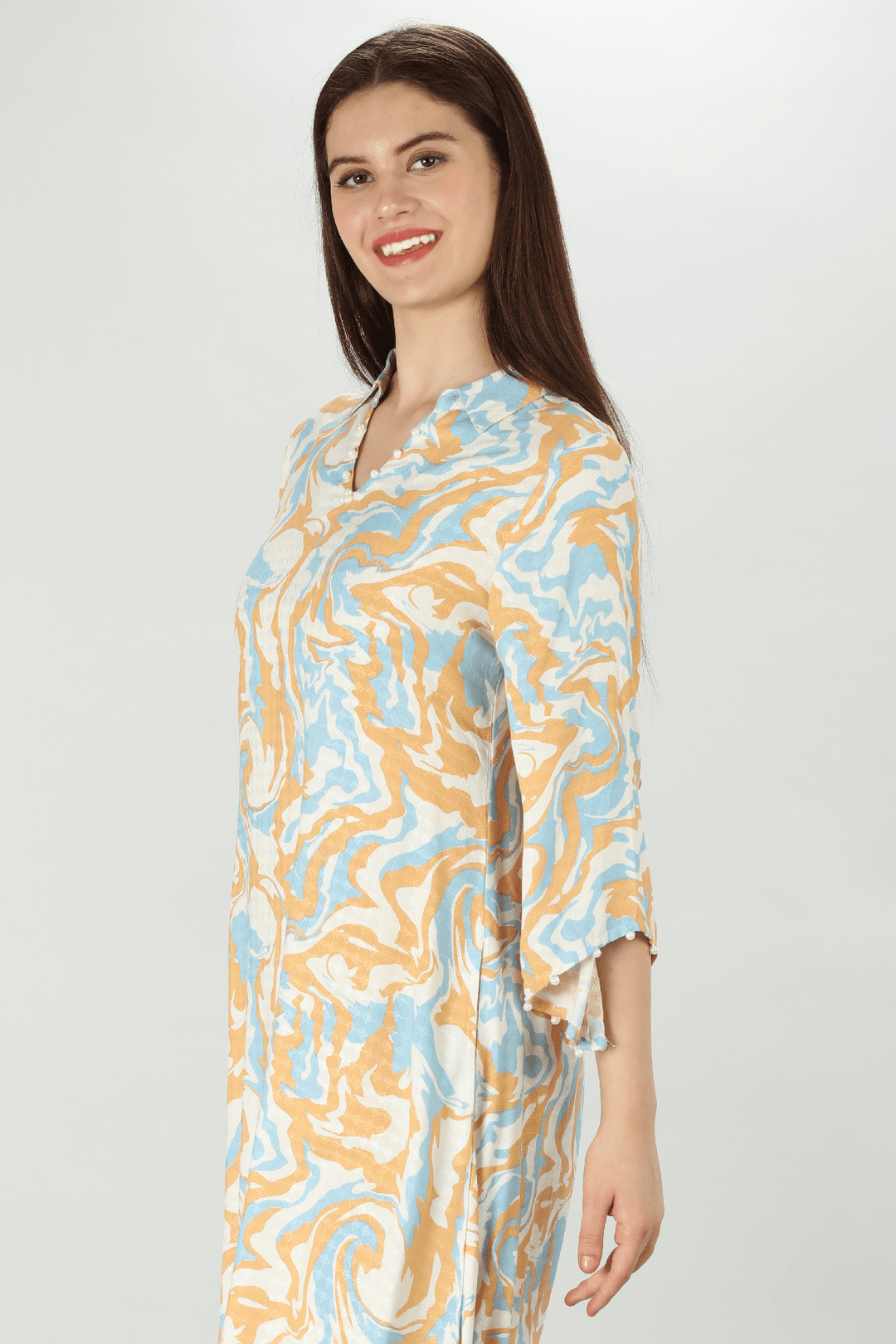 Abstract Peach Marble Kurti