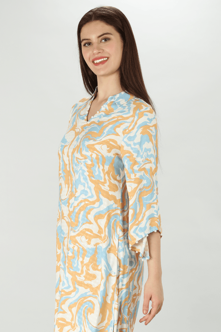 Abstract Peach Marble Kurti