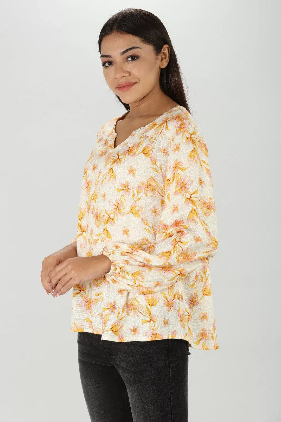 Yellow Floral Print Top