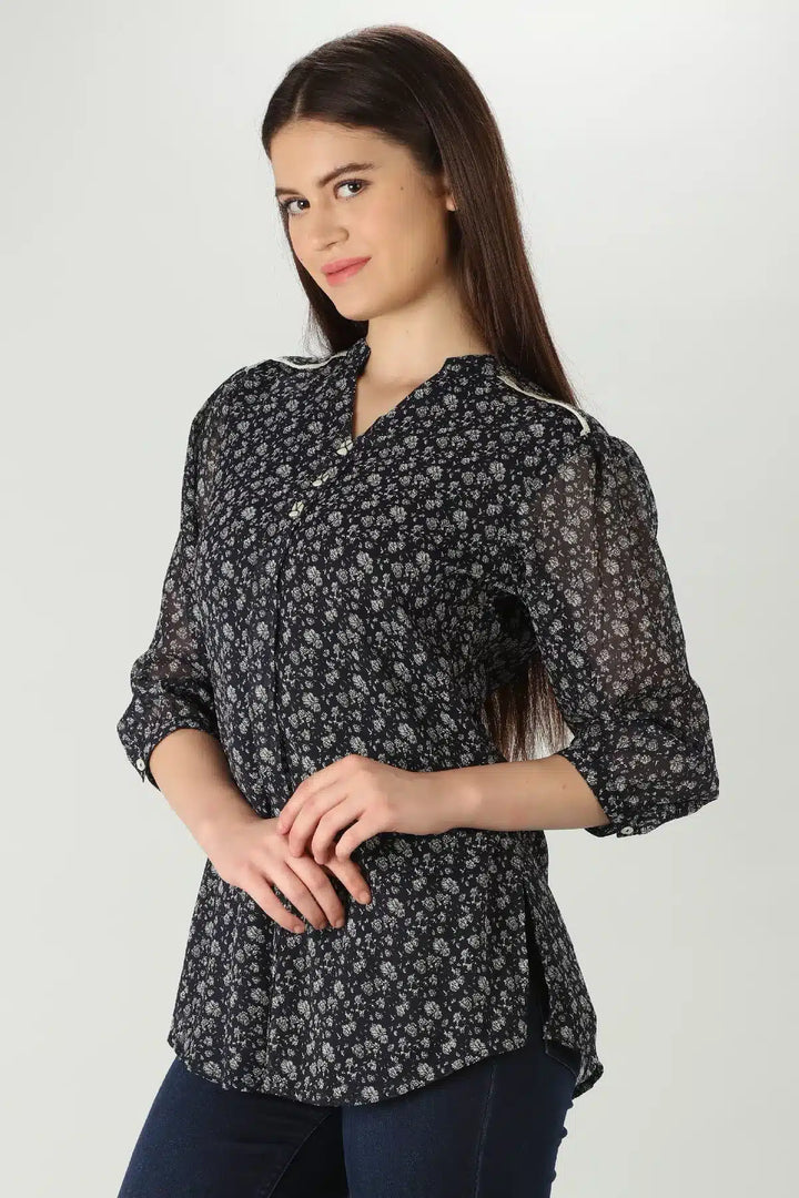 Charcoal Grey Chiffon Top