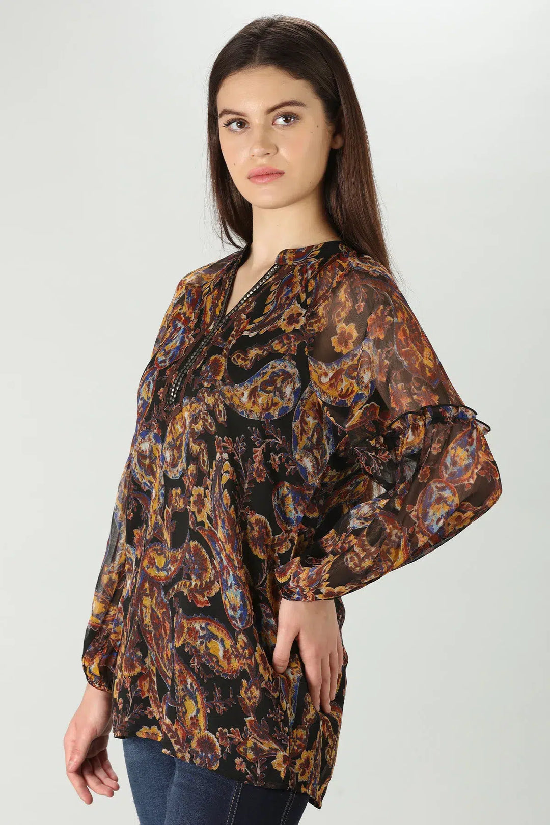 Brown Floral Printed Top