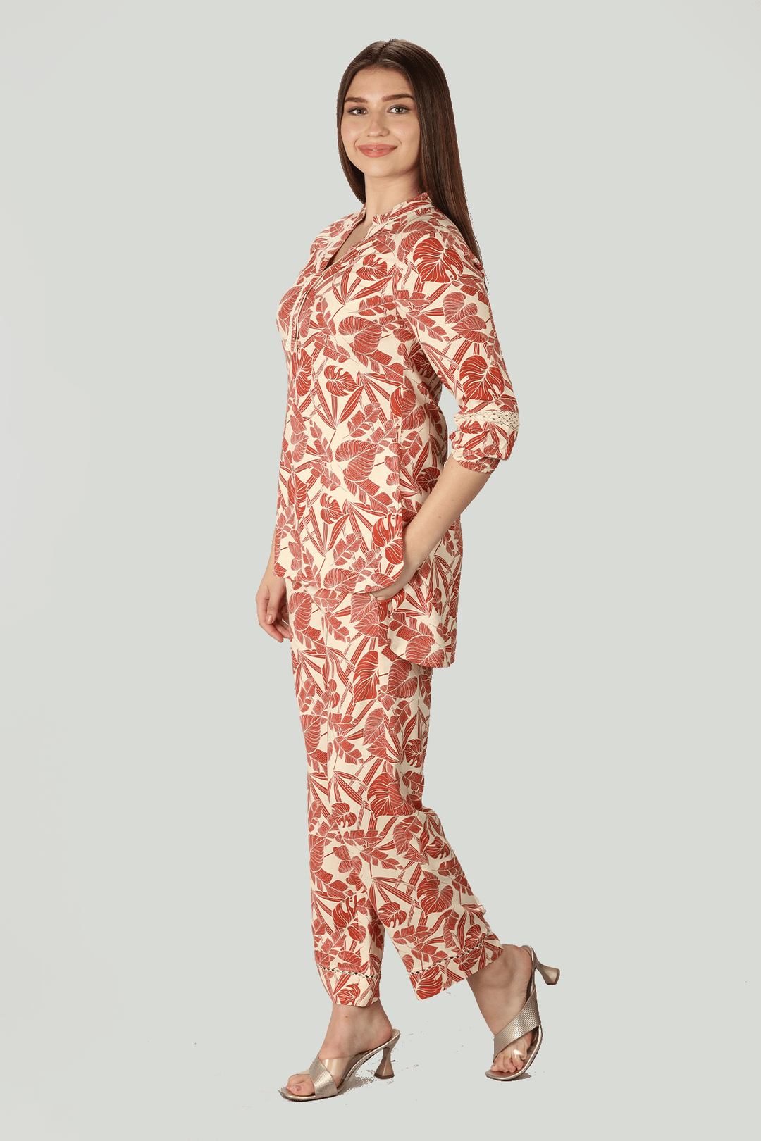 Orange Rayon Co-Ord Top