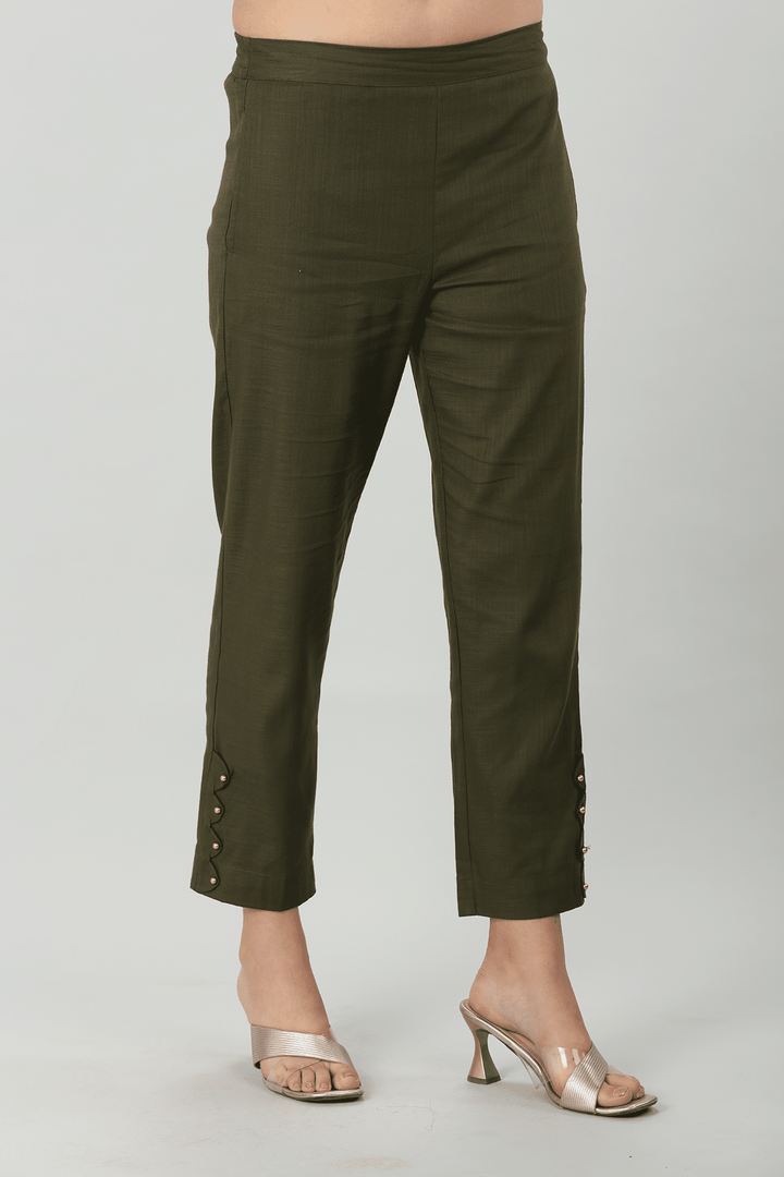 Charcoal Olive Slub Palazzo