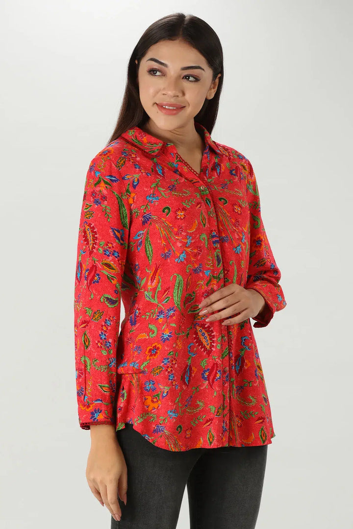 Ruby Red Printed Shirt