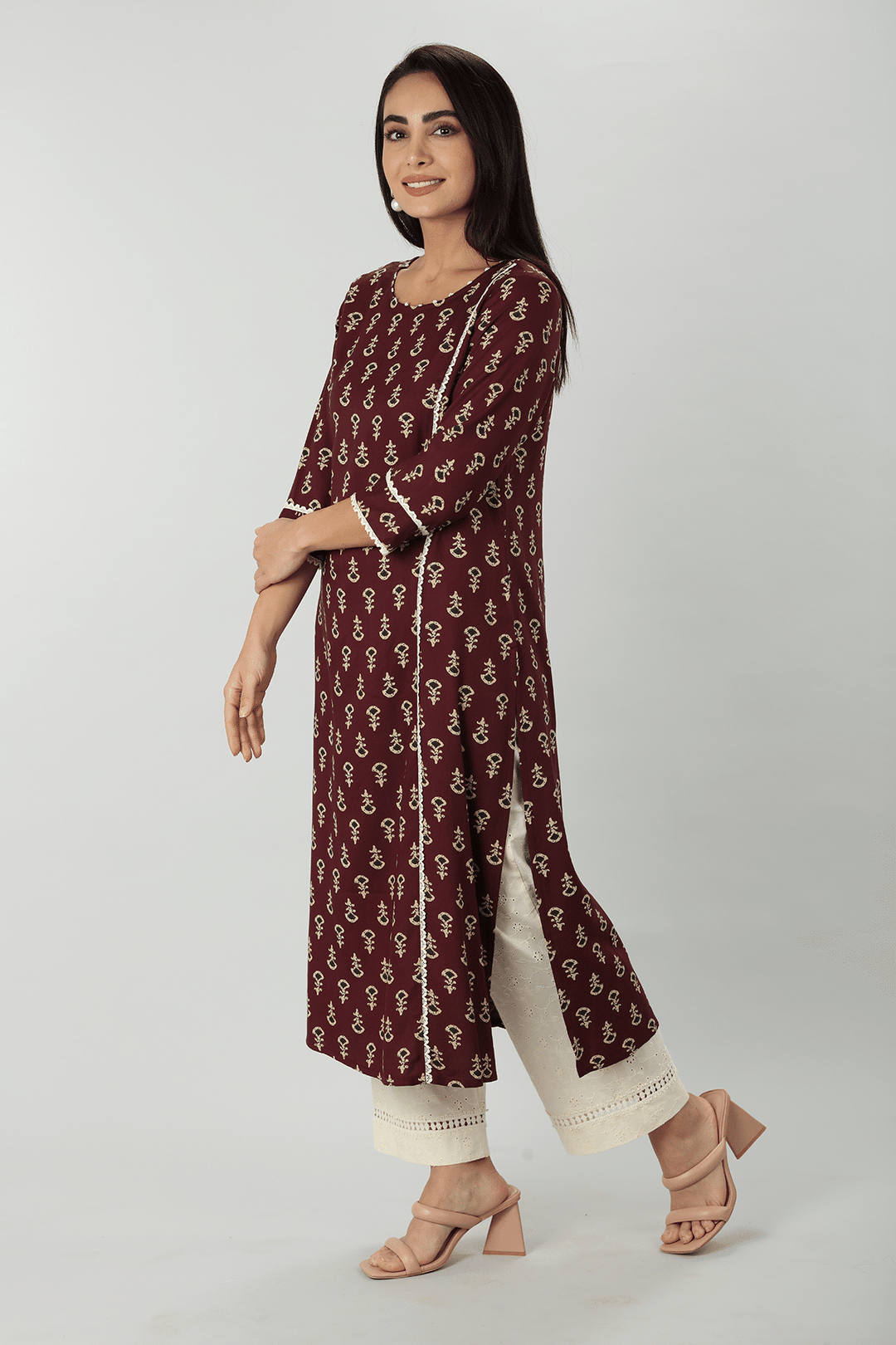 Brown Printed Kurti