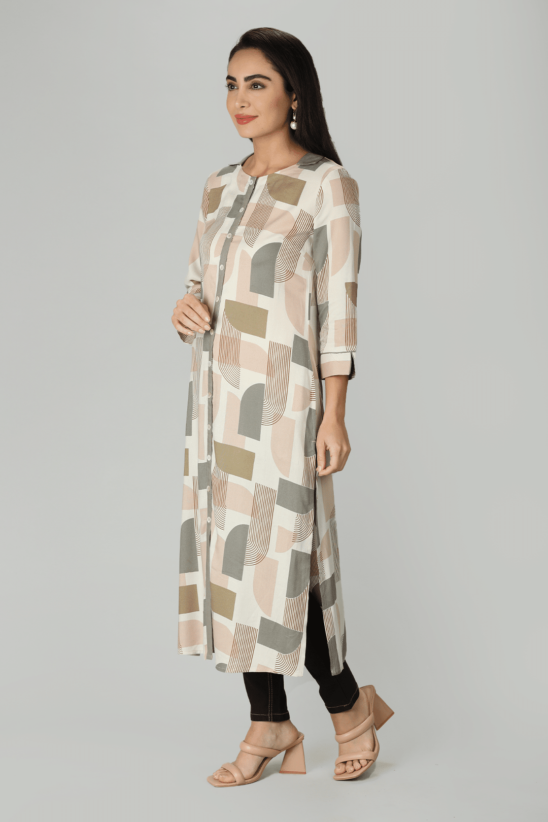 Beige Chevron Kurti